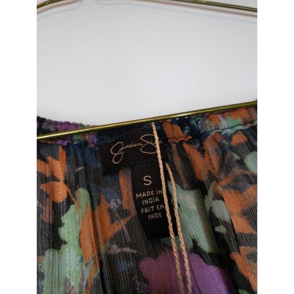 Jessica Simpson Women Sz S Dress Long Sleeve Floral Multicolor Scoop Knee Length - Picture 5 of 7